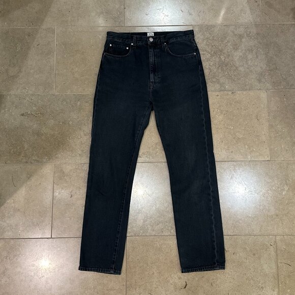 TOTEME Faded Cotton Regular-Fit Straight-Leg Denim Jeans (Vintage Black) - Picture 9 of 16